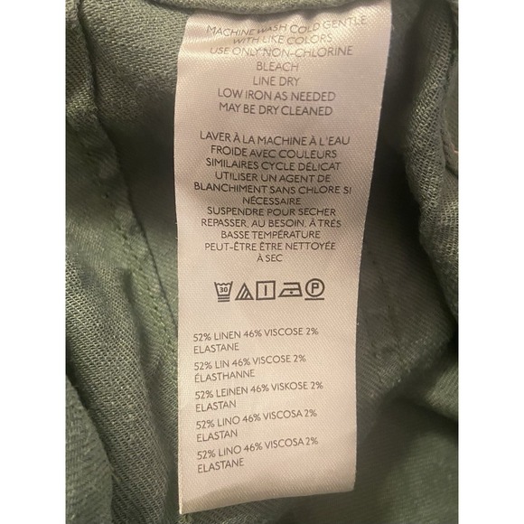 Maeve Anthropologie The Colette Wide Leg Pants Green Linen Blend High Rise 28 - Picture 8 of 8